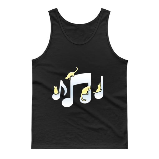 Cats Playing On Musical Notes Tank Top