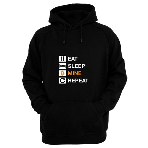 Cryptocurrency Blockchain Hodl BTC Bitcoin Miner Eat Sleep Mine Repeat Hoodie