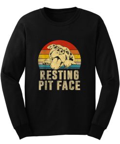 Dog Pitbull Resting Pit Face Vintage Long Sleeve