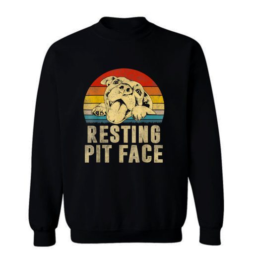 Dog Pitbull Resting Pit Face Vintage Sweatshirt