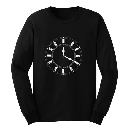 Domino Clock Dominoes Tiles Puzzler Game Long Sleeve