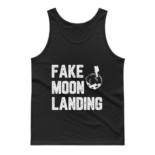 Fake News Landing Mission Conspiracy Theory Tank Top