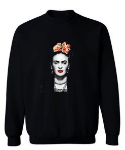 Frida Kahlo With Flowers Poster Artwork Long Sleeve Sweatshirt