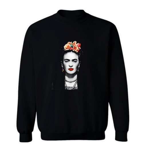 Frida Kahlo With Flowers Poster Artwork Long Sleeve Sweatshirt