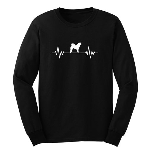 Heart Beat Rate Pulse Alaskan Malamute Dog Walking Long Sleeve