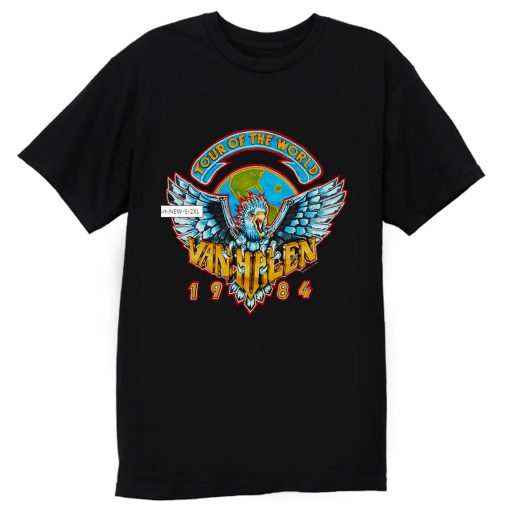 Heavy Cotton Van Halen 1984 World Tour Men Black Concert T Shirt