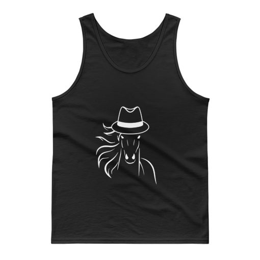 Horse With Fedora Hat Tank Top