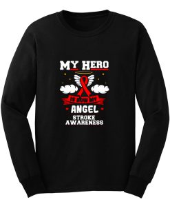 My Hero Is Now My Angel Red Ribbon Awareness Long Sleeve