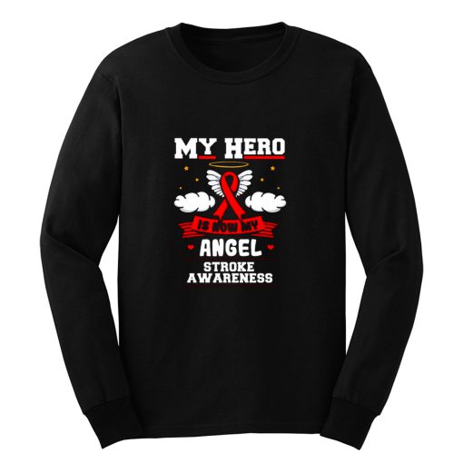 My Hero Is Now My Angel Red Ribbon Awareness Long Sleeve