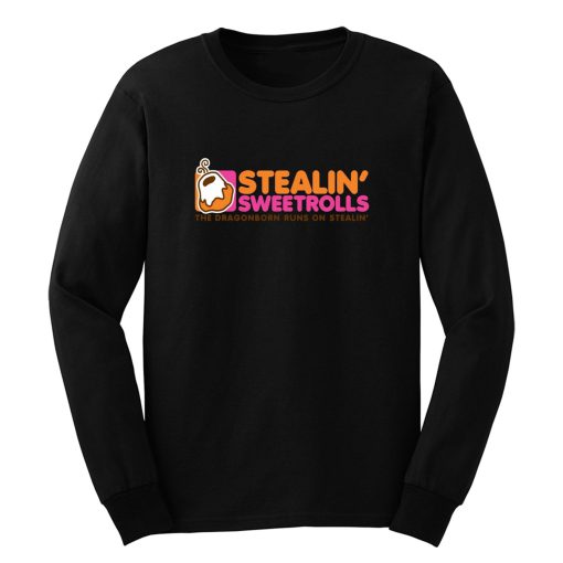 Skyrim Stealing Sweetrolls Dragonborn Dunkin Donuts Long Sleeve