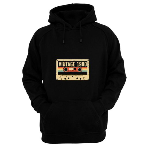 Vintage 1980 Made in 1980 40th birthday Gift Retro Cassette Hoodie