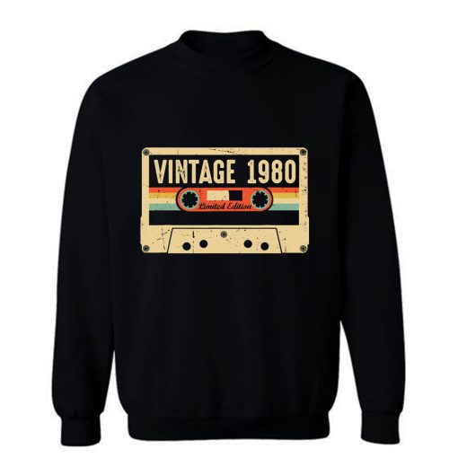 Vintage 1980 Made in 1980 40th birthday Gift Retro Cassette Sweatshirt