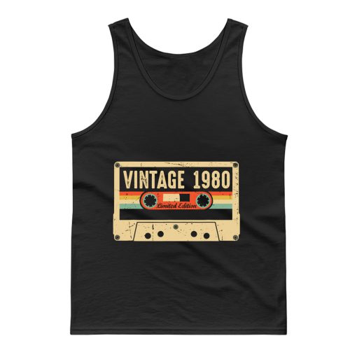 Vintage 1980 Made in 1980 40th birthday Gift Retro Cassette Tank Top