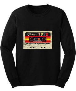 60 The Birthday 60 Years 1990 Retro Tape Cassette Long Sleeve