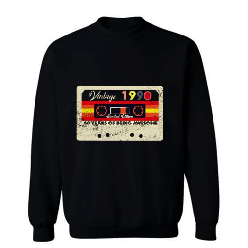 60 The Birthday 60 Years 1990 Retro Tape Cassette Sweatshirt