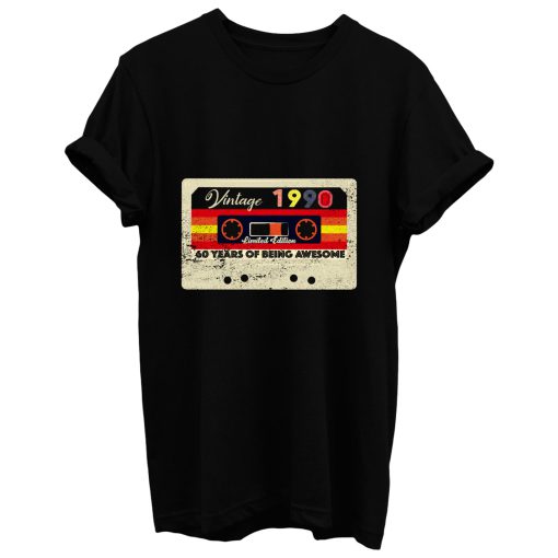 60 The Birthday 60 Years 1990 Retro Tape Cassette T Shirt