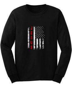 American Flag Jesus Stripes Patriotic Christian Long Sleeve