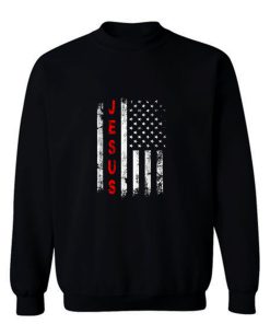 American Flag Jesus Stripes Patriotic Christian Sweatshirt