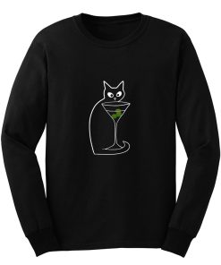 Black Cat Loves Martinis Shaken Not Stirred Long Sleeve