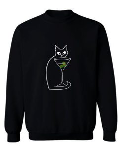 Black Cat Loves Martinis Shaken Not Stirred Sweatshirt