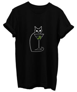 Black Cat Loves Martinis Shaken Not Stirred T Shirt
