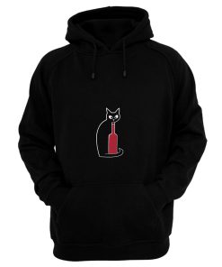Black Cat Loves Wine Hoodie