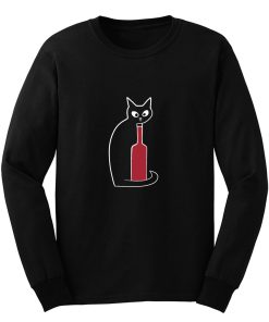 Black Cat Loves Wine Long Sleeve