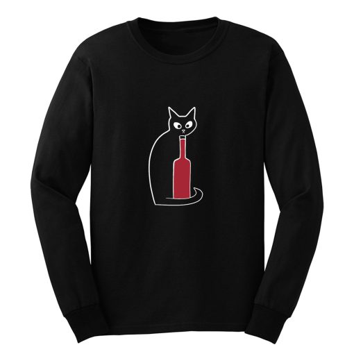 Black Cat Loves Wine Long Sleeve