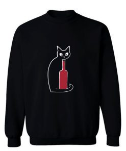 Black Cat Loves Wine Sweatshirt