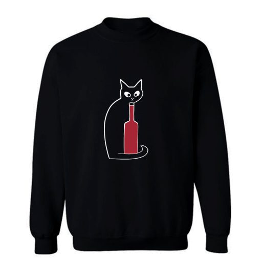 Black Cat Loves Wine Sweatshirt