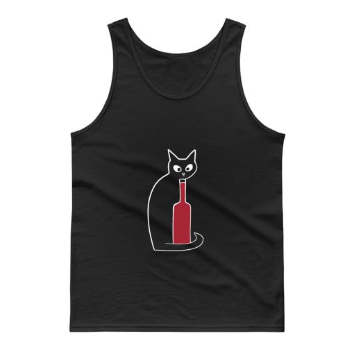 Black Cat Loves Wine Tank Top