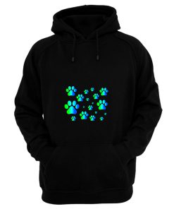 Blue Green Ombre Pawprint Pattern Hoodie