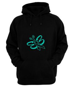 Butterfly Hope Believe Faith Cure For Ovarian Cancer Awareness Teal Ribbon Warrior Hoodie