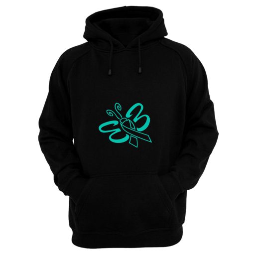 Butterfly Hope Believe Faith Cure For Ovarian Cancer Awareness Teal Ribbon Warrior Hoodie