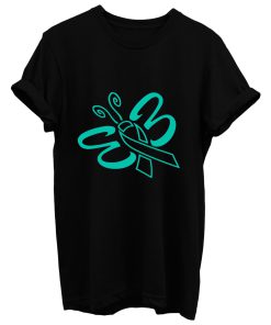 Butterfly Hope Believe Faith Cure For Ovarian Cancer Awareness Teal Ribbon Warrior T Shirt