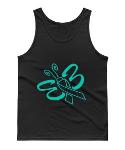Butterfly Hope Believe Faith Cure For Ovarian Cancer Awareness Teal Ribbon Warrior Tank Top