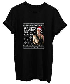 Die Hard Ho Ho Ho Machine Gun Christmas Knit T Shirt