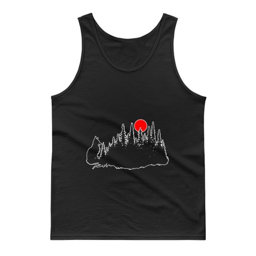 Forest Fox And Red Moon Ii Tank Top