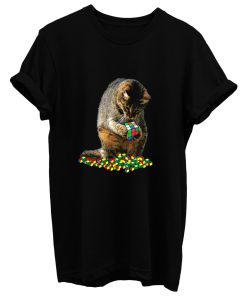 Funny Cat Playing With Cool Rubik Cube T Shirt