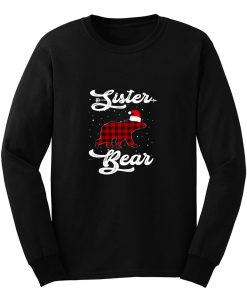 Funny Sister Bear Red Plaid Christmas Pajama Family Long Sleeve