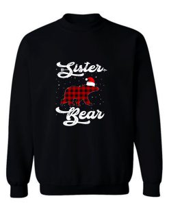 Funny Sister Bear Red Plaid Christmas Pajama Family Sweatshirt