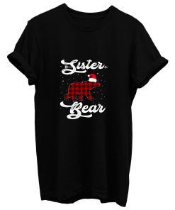 Funny Sister Bear Red Plaid Christmas Pajama Family T Shirt