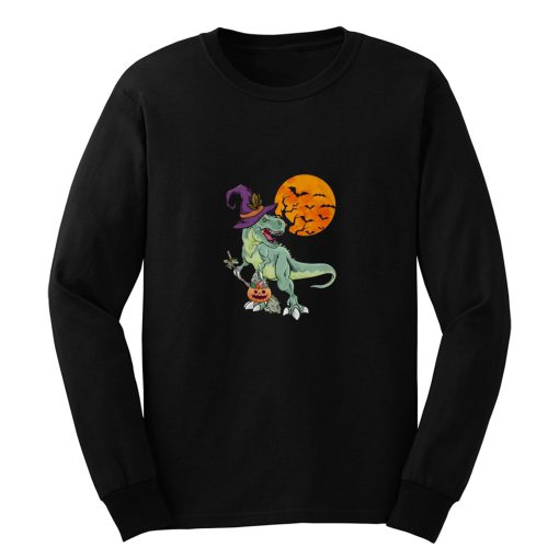 Halloween Witchy Dinosaur T Rex Horror Halloween T Rex Long Sleeve