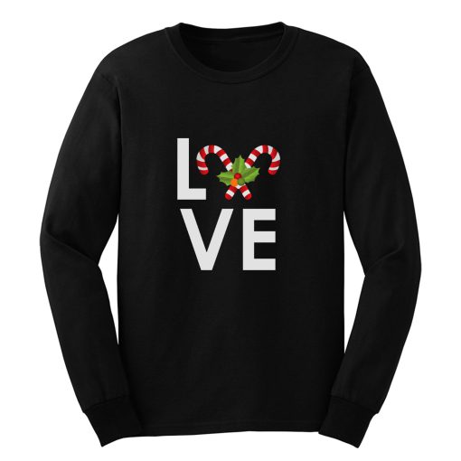 I Love Christmas Candy Cane Ornament Long Sleeve