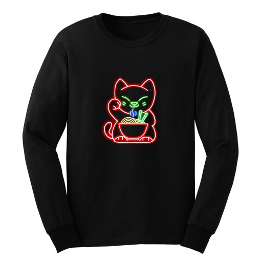 Maneki Neko Ramen Noodle Lucky Cat Long Sleeve