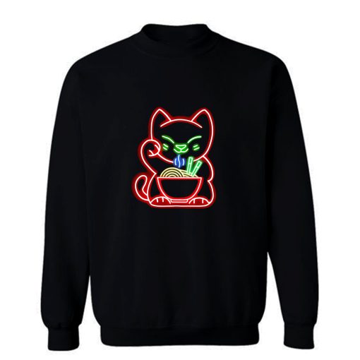 Maneki Neko Ramen Noodle Lucky Cat Sweatshirt