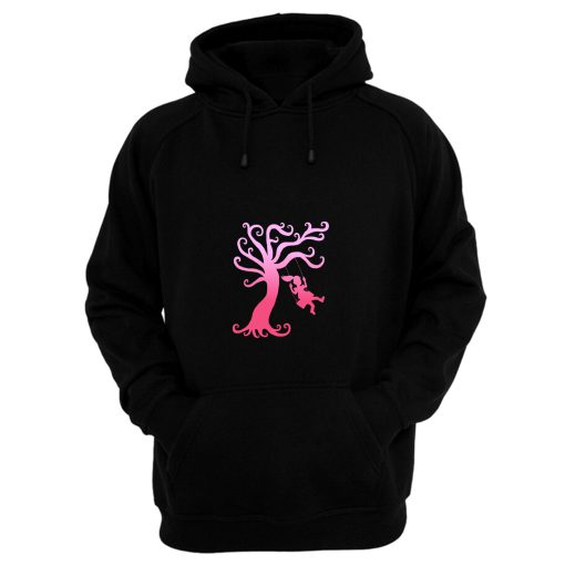 Pink Girly Tree Swing Silhouette Hoodie