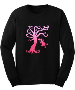 Pink Girly Tree Swing Silhouette Long Sleeve