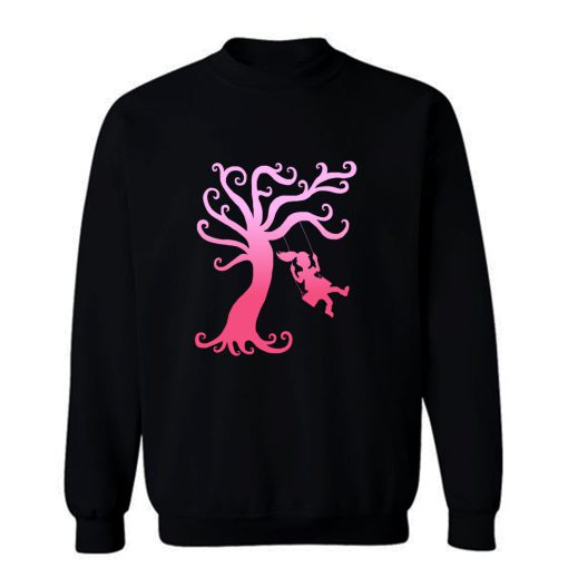 Pink Girly Tree Swing Silhouette Sweatshirt