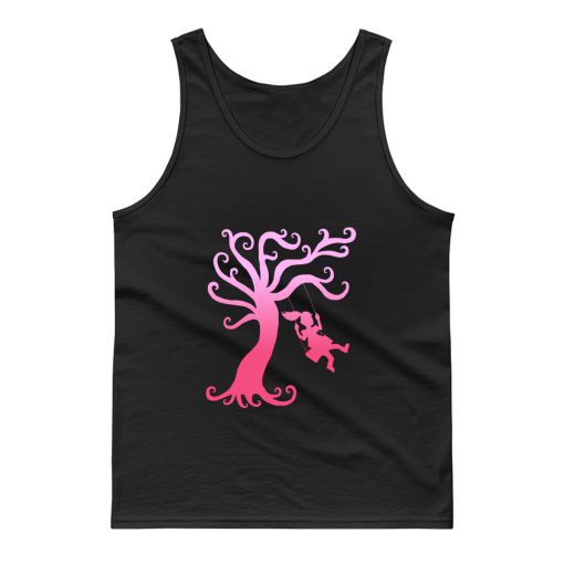 Pink Girly Tree Swing Silhouette Tank Top